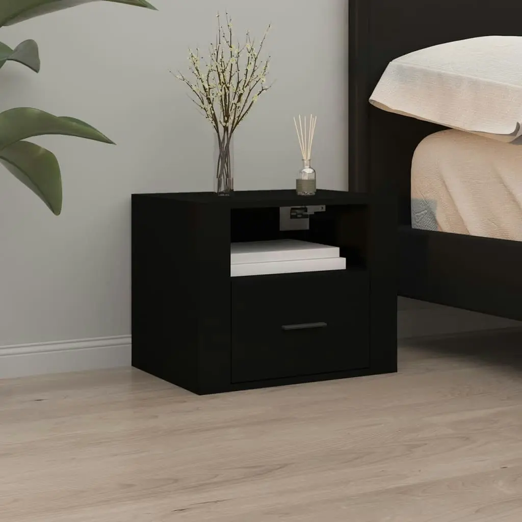 Wall-mounted Bedside Cabinet Black 50x36x40 cm 816882