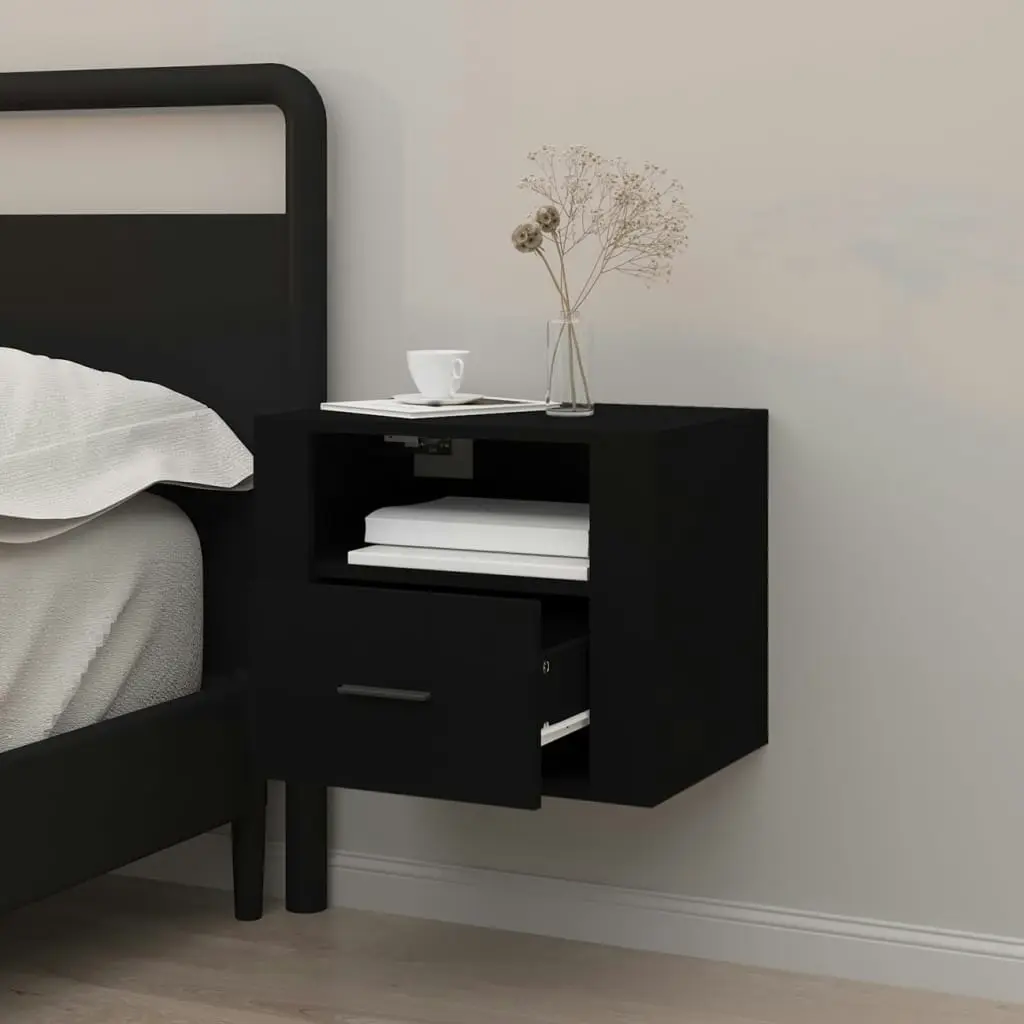 Wall-mounted Bedside Cabinet Black 50x36x40 cm 816882