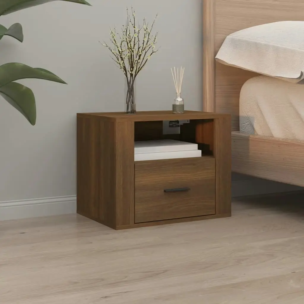 Wall-mounted Bedside Cabinet Brown Oak 50x36x40 cm 816894