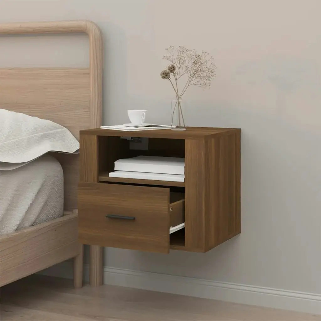 Wall-mounted Bedside Cabinet Brown Oak 50x36x40 cm 816894