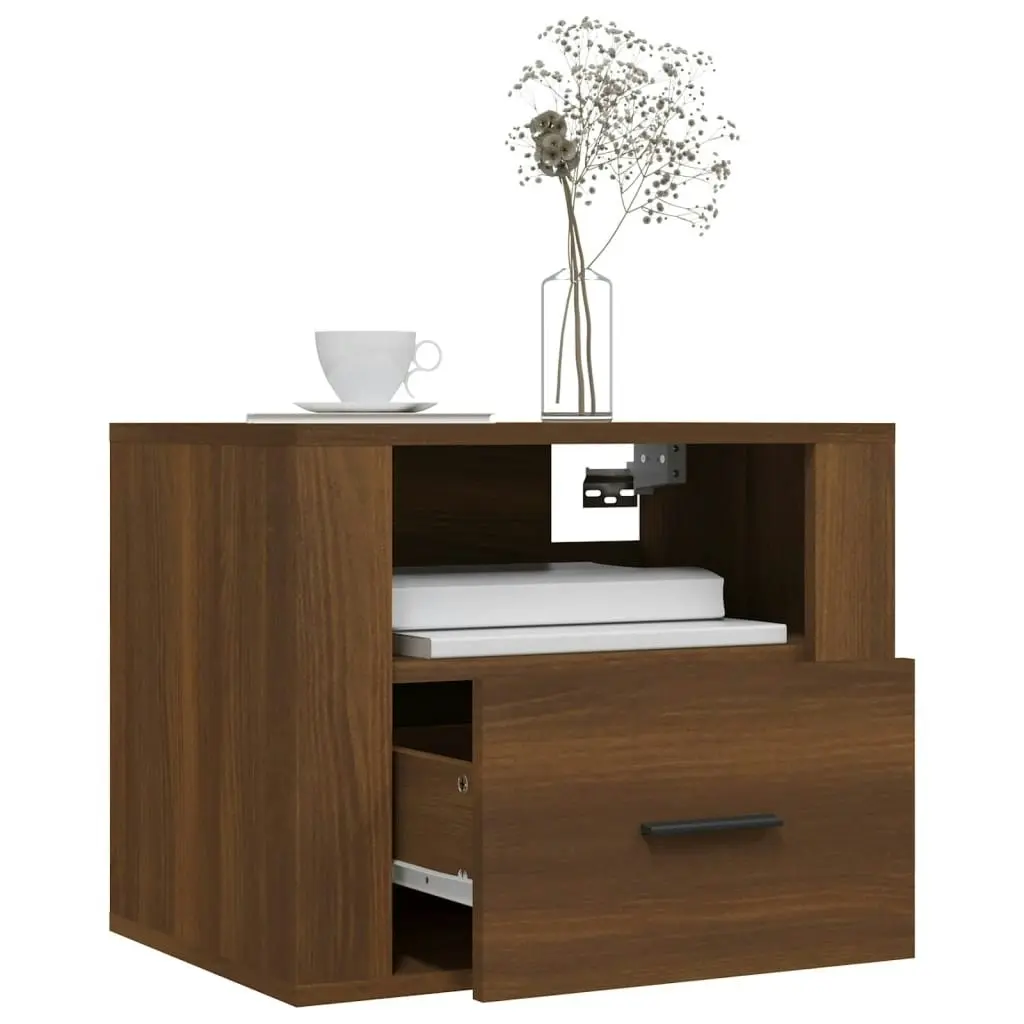 Wall-mounted Bedside Cabinet Brown Oak 50x36x40 cm 816894