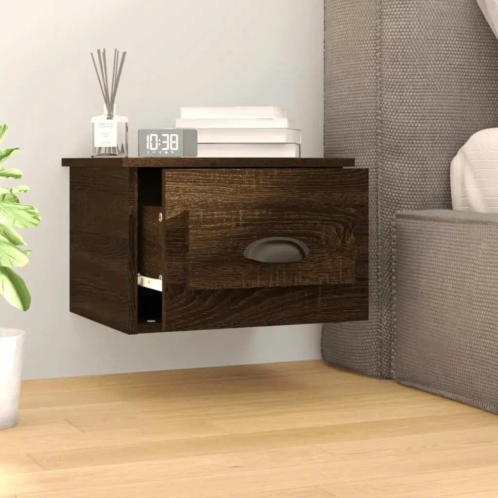 Wall-mounted Bedside Cabinet Brown Oak 41.5x36x28cm 816390