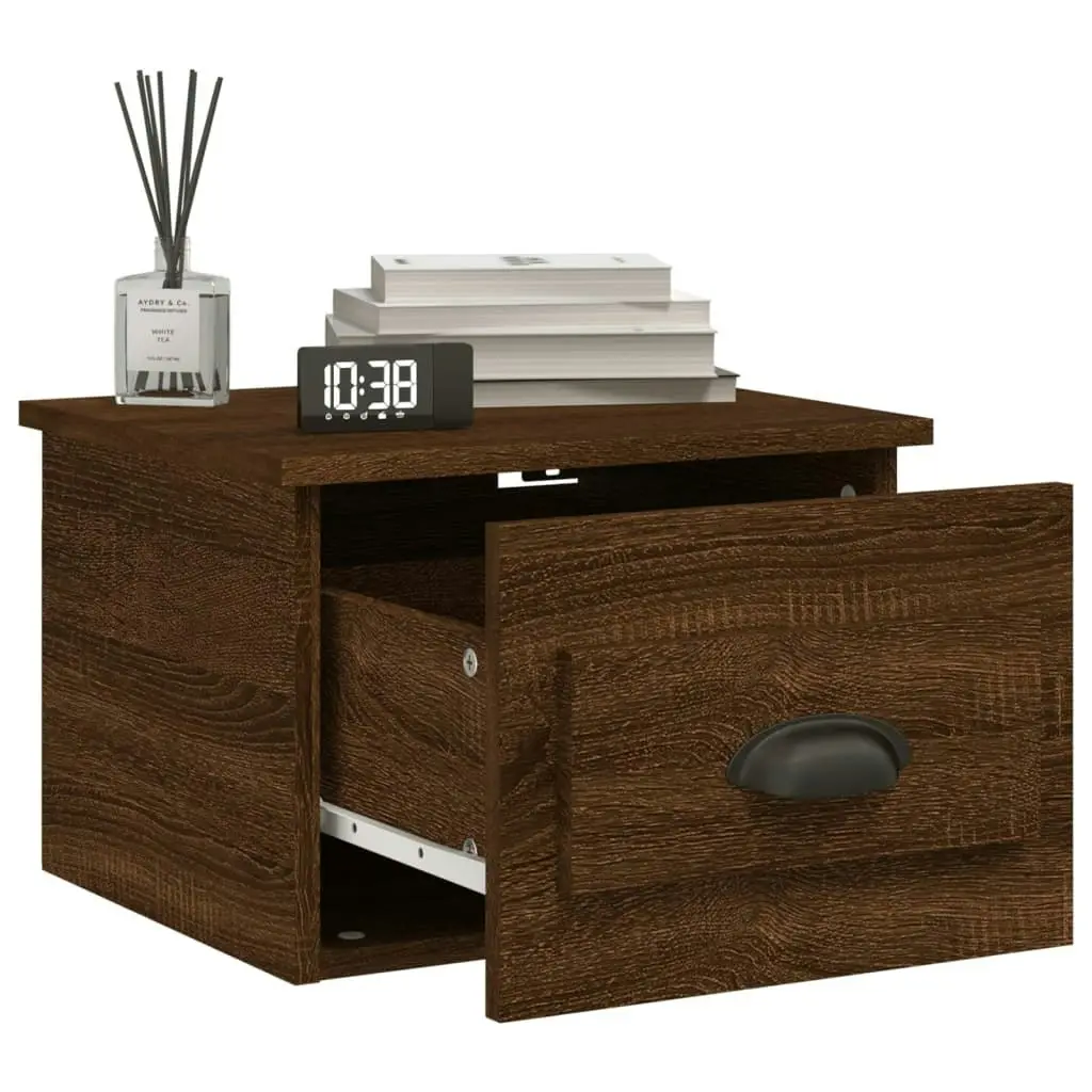 Wall-mounted Bedside Cabinet Brown Oak 41.5x36x28cm 816390