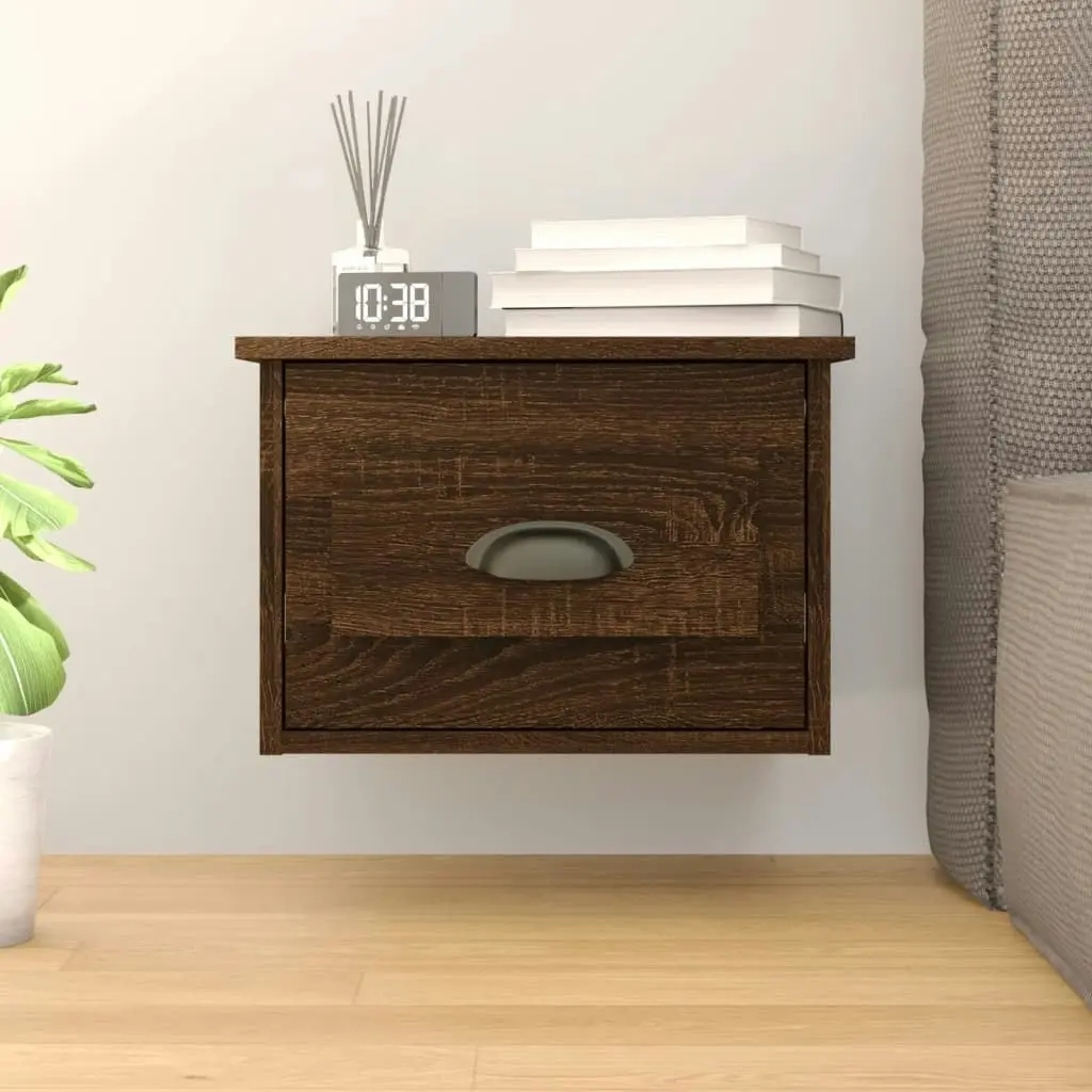 Wall-mounted Bedside Cabinet Brown Oak 41.5x36x28cm 816390