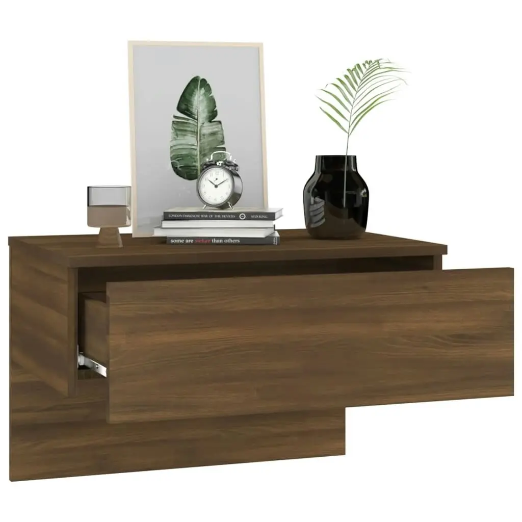 Wall-mounted Bedside Cabinet Brown Oak 816944