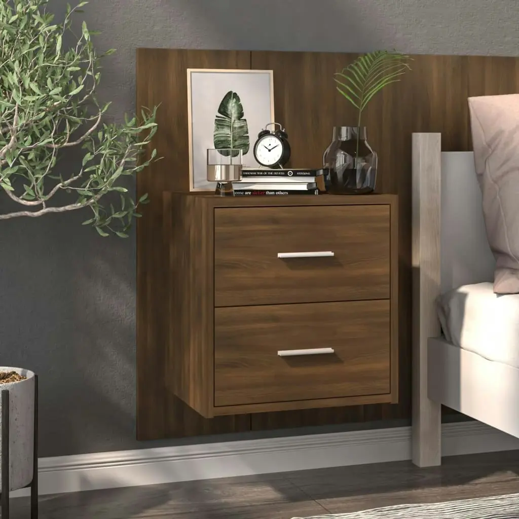 Wall-mounted Bedside Cabinet Brown Oak 816962