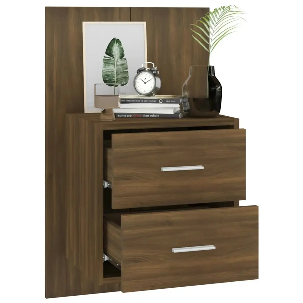 Wall-mounted Bedside Cabinet Brown Oak 816962