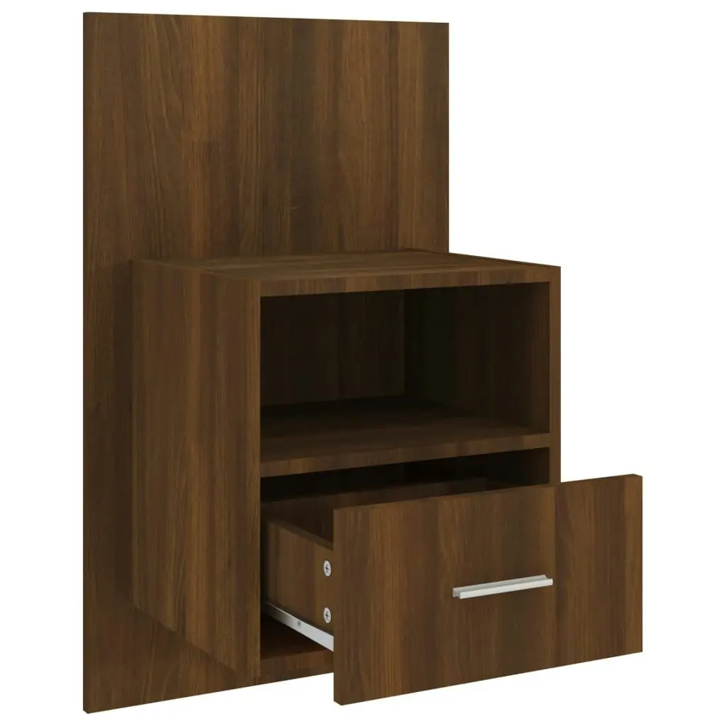 Wall-mounted Bedside Cabinet Brown Oak 816968