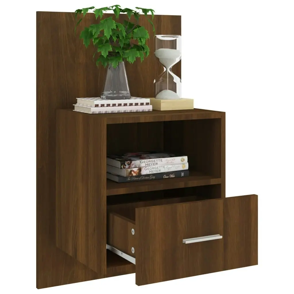 Wall-mounted Bedside Cabinet Brown Oak 816968