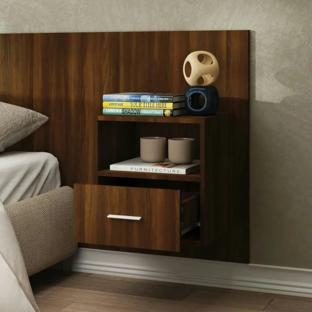 Wall-mounted Bedside Cabinet Brown Oak 816968