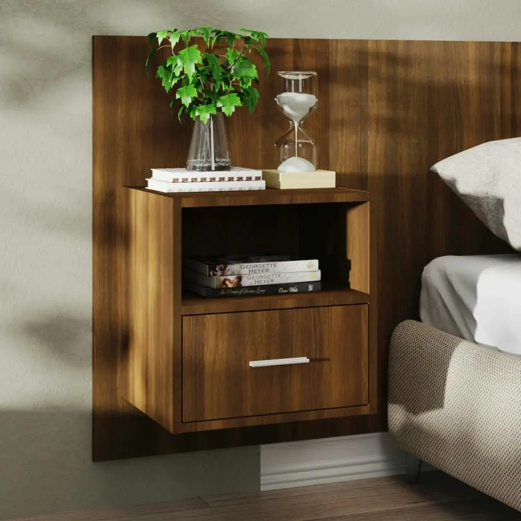 Wall-mounted Bedside Cabinet Brown Oak 816968