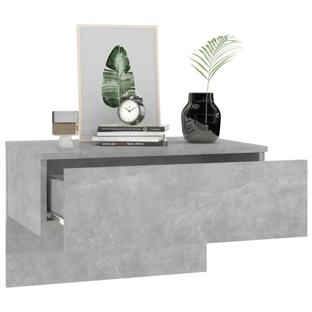 Wall-mounted Bedside Cabinet Concrete Grey 810943