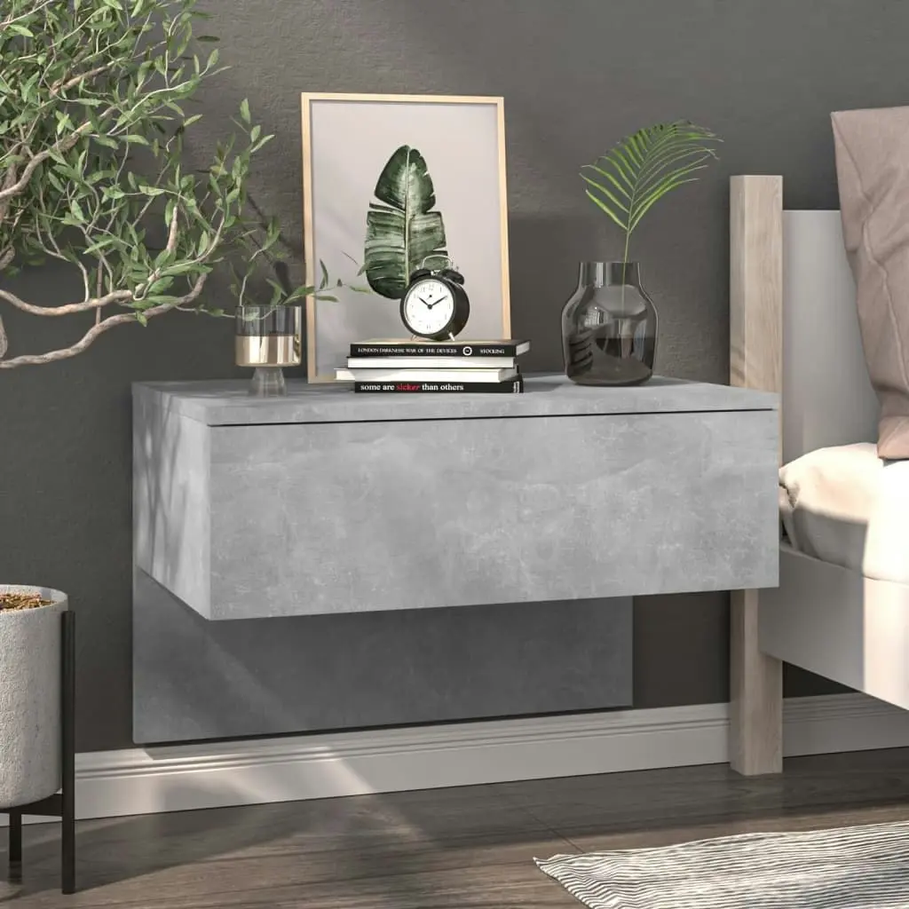 Wall-mounted Bedside Cabinet Concrete Grey 810943