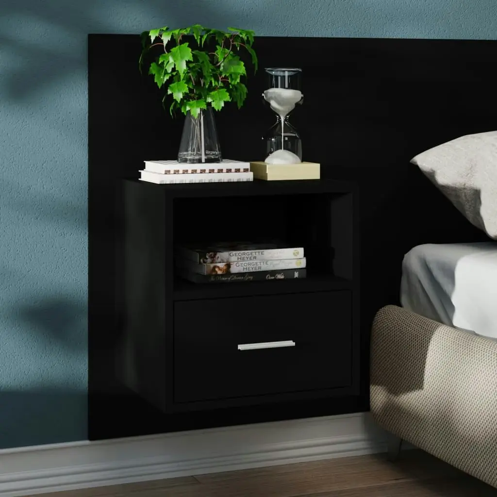 Wall-mounted Bedside Cabinet Black 811009