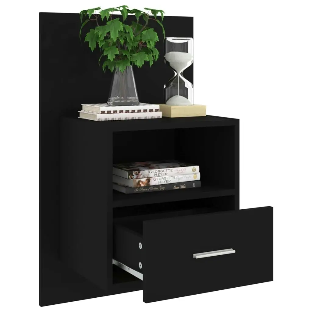 Wall-mounted Bedside Cabinet Black 811009