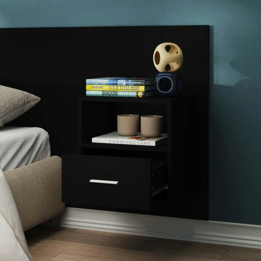 Wall-mounted Bedside Cabinet Black 811009