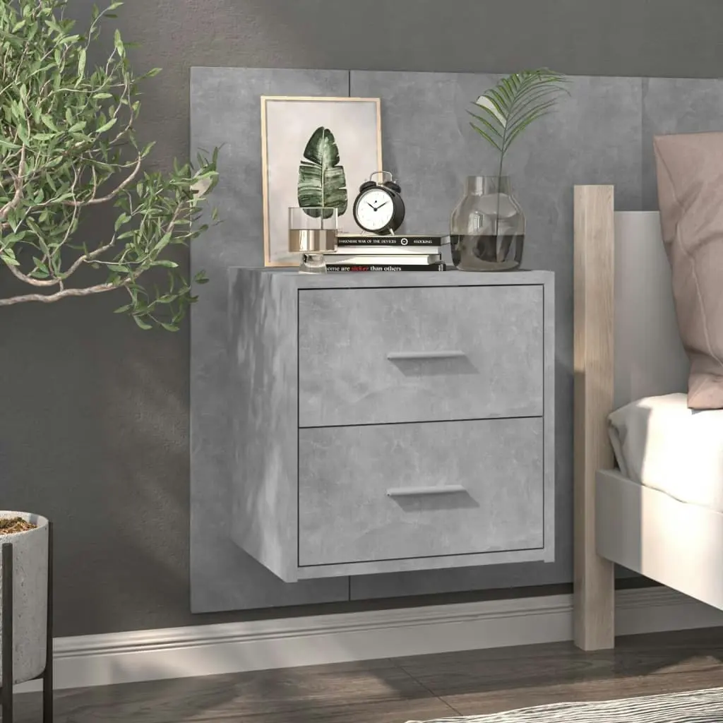 Wall-mounted Bedside Cabinet Concrete Grey 810997