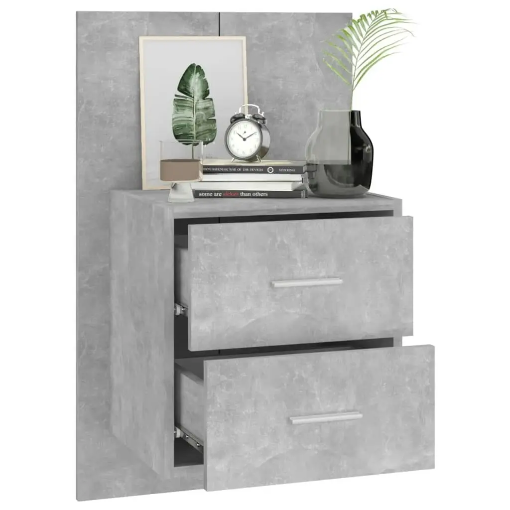 Wall-mounted Bedside Cabinet Concrete Grey 810997