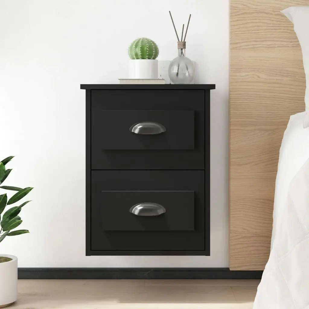 Wall-mounted Bedside Cabinet Black 41.5x36x53cm 816394