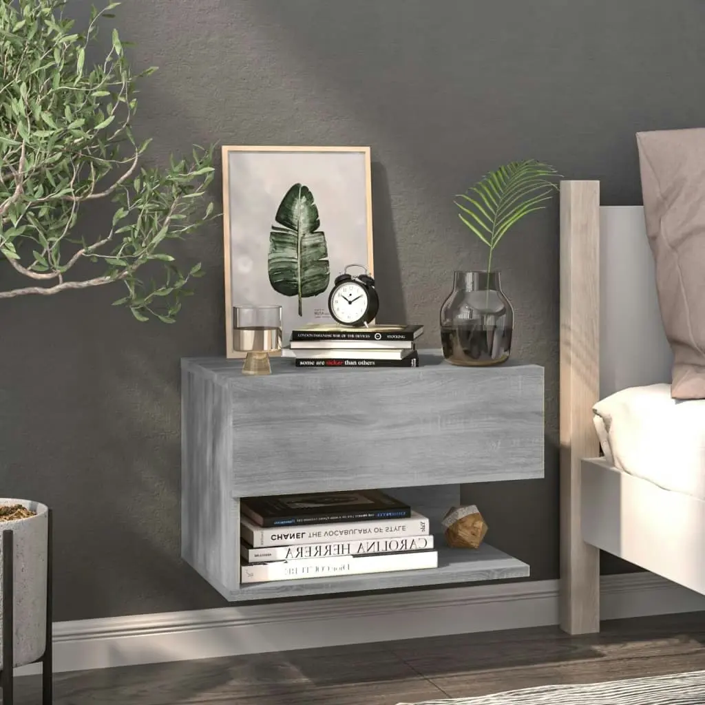 Wall-mounted Bedside Cabinet Grey Sonoma 816948