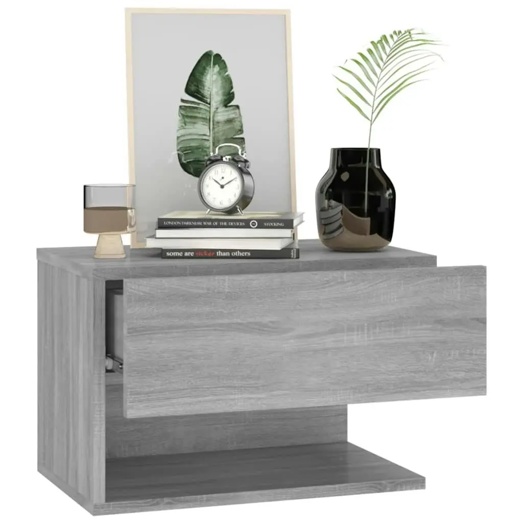 Wall-mounted Bedside Cabinet Grey Sonoma 816948