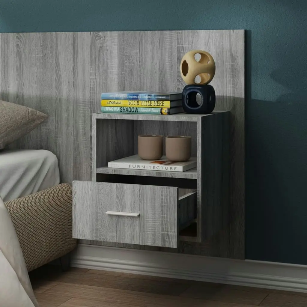 Wall-mounted Bedside Cabinet Grey Sonoma 816966