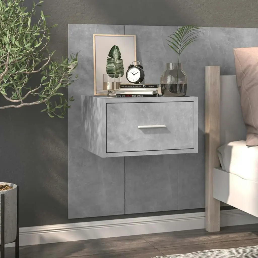 Wall-mounted Bedside Cabinet Concrete Grey 810979