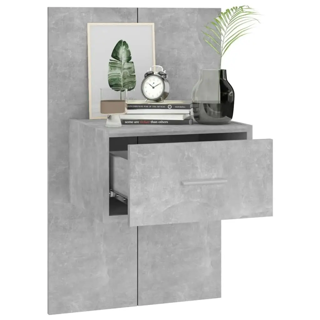 Wall-mounted Bedside Cabinet Concrete Grey 810979