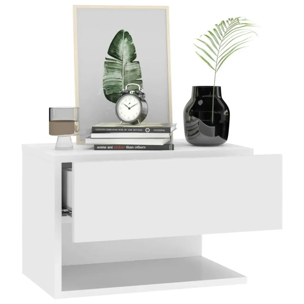 Wall-mounted Bedside Cabinet High Gloss White 810965