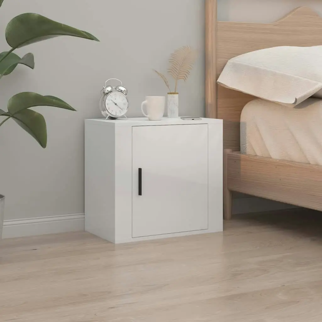 Wall-mounted Bedside Cabinet High Gloss White 50x30x47 cm 816868