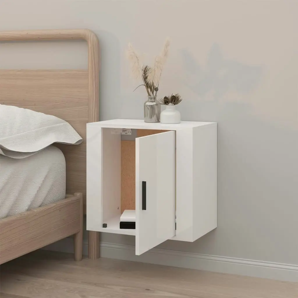 Wall-mounted Bedside Cabinet High Gloss White 50x30x47 cm 816868