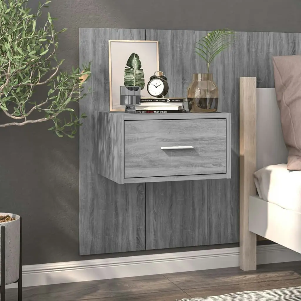 Wall-mounted Bedside Cabinet Grey Sonoma 816954