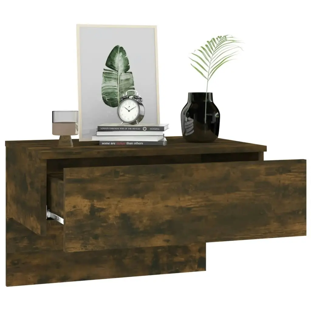 Wall-mounted Bedside Cabinet Smoked Oak 816940