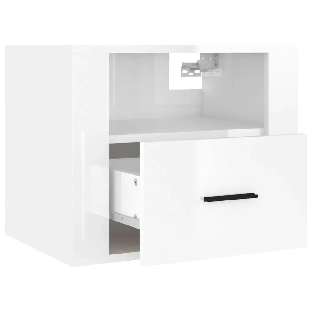 Wall-mounted Bedside Cabinet High Gloss White 50x36x40 cm 816884