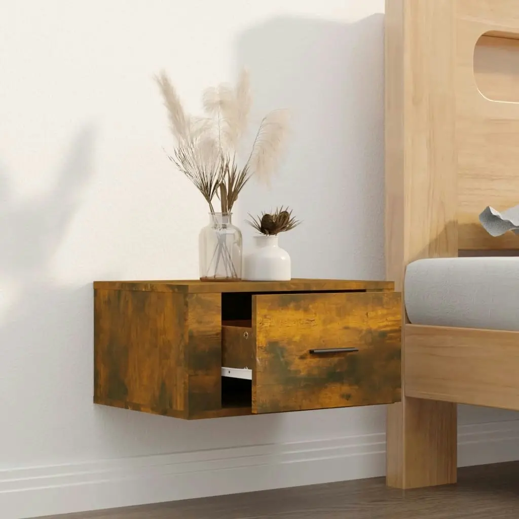 Wall-mounted Bedside Cabinet Smoked Oak 50x36x25 cm 816850