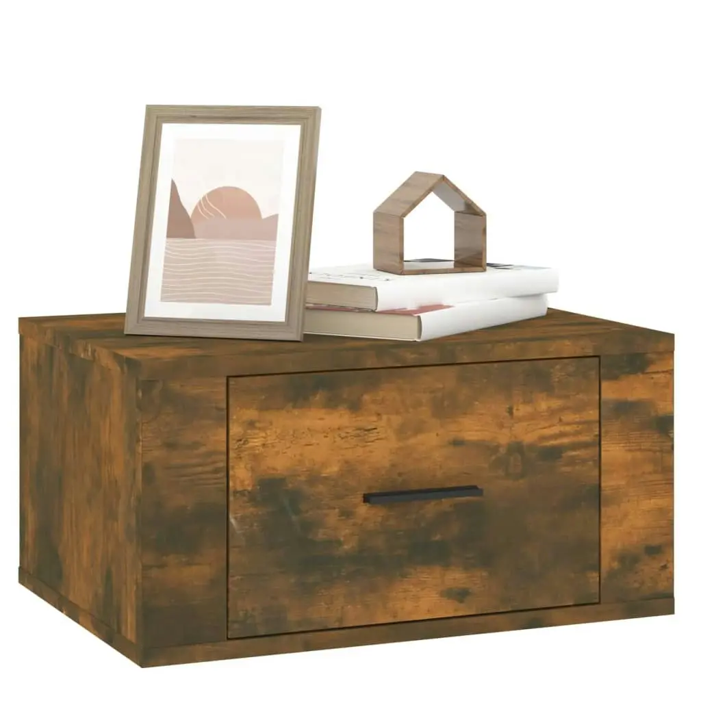 Wall-mounted Bedside Cabinet Smoked Oak 50x36x25 cm 816850