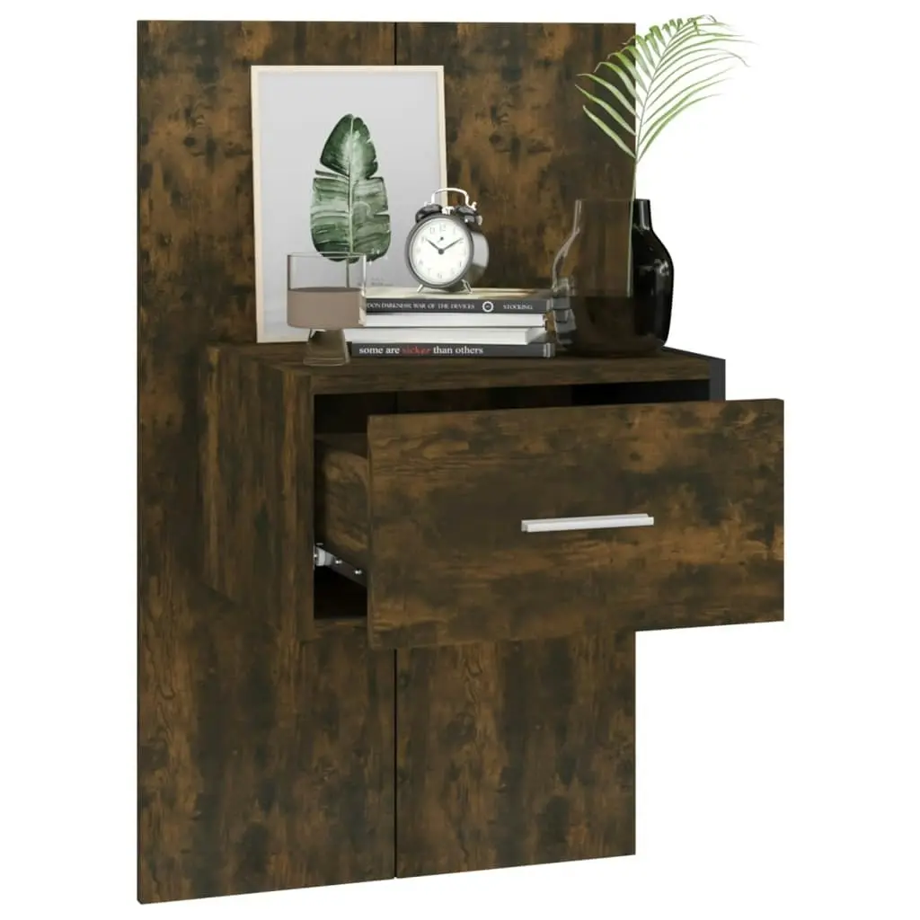 Wall-mounted Bedside Cabinet Smoked Oak 816952