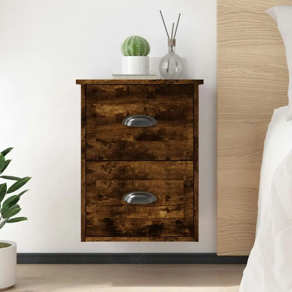 Wall-mounted Bedside Cabinet Smoked Oak 41.5x36x53cm 816402