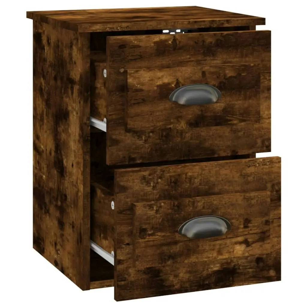 Wall-mounted Bedside Cabinet Smoked Oak 41.5x36x53cm 816402