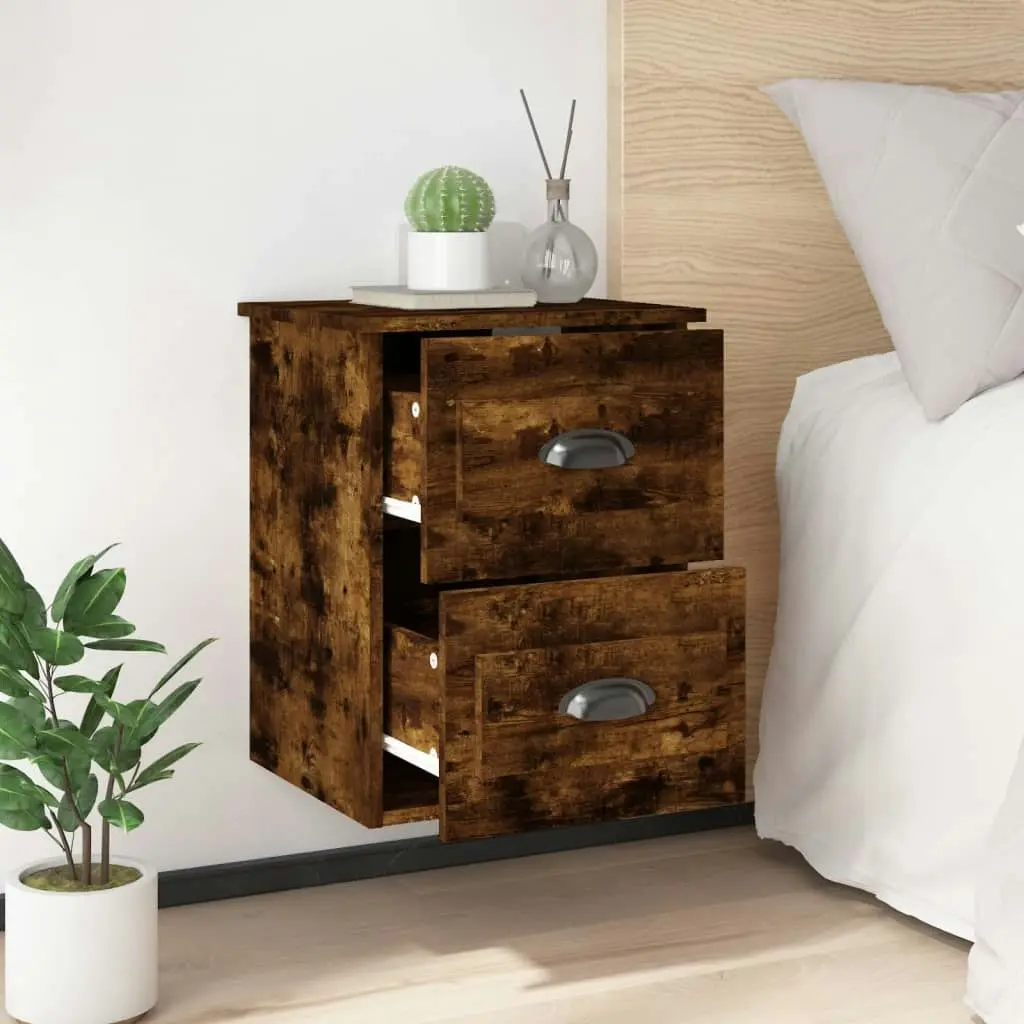 Wall-mounted Bedside Cabinet Smoked Oak 41.5x36x53cm 816402