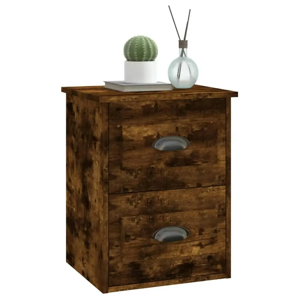 Wall-mounted Bedside Cabinet Smoked Oak 41.5x36x53cm 816402