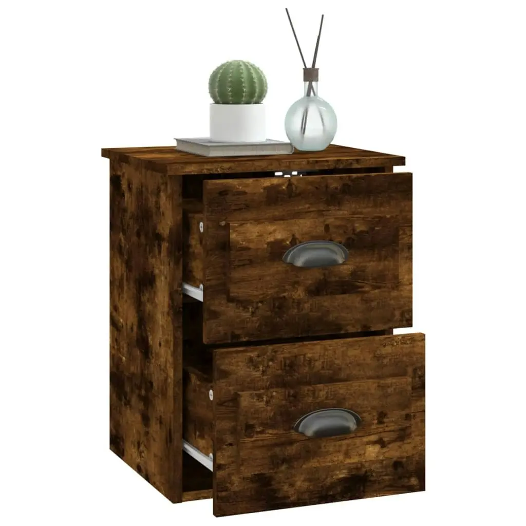 Wall-mounted Bedside Cabinet Smoked Oak 41.5x36x53cm 816402