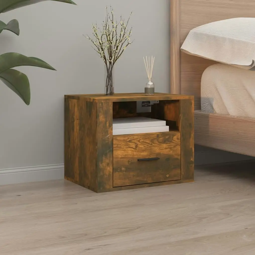 Wall-mounted Bedside Cabinet Smoked Oak 50x36x40 cm 816890