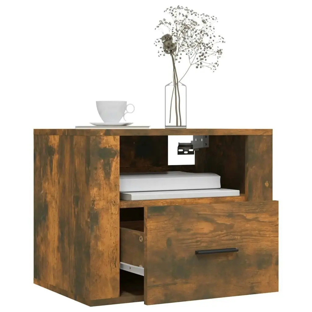 Wall-mounted Bedside Cabinet Smoked Oak 50x36x40 cm 816890