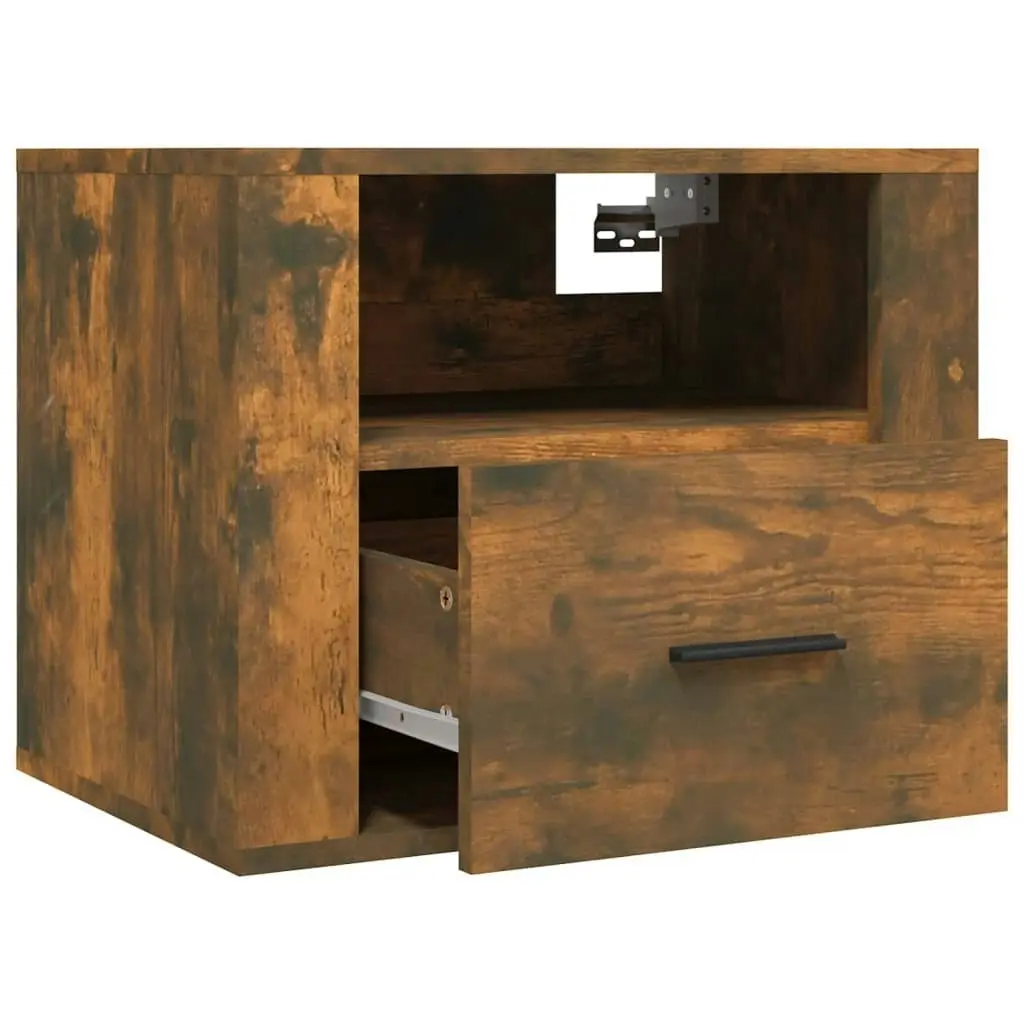 Wall-mounted Bedside Cabinet Smoked Oak 50x36x40 cm 816890