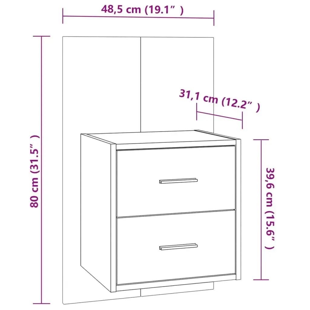 Wall-mounted Bedside Cabinet Smoked Oak 816958