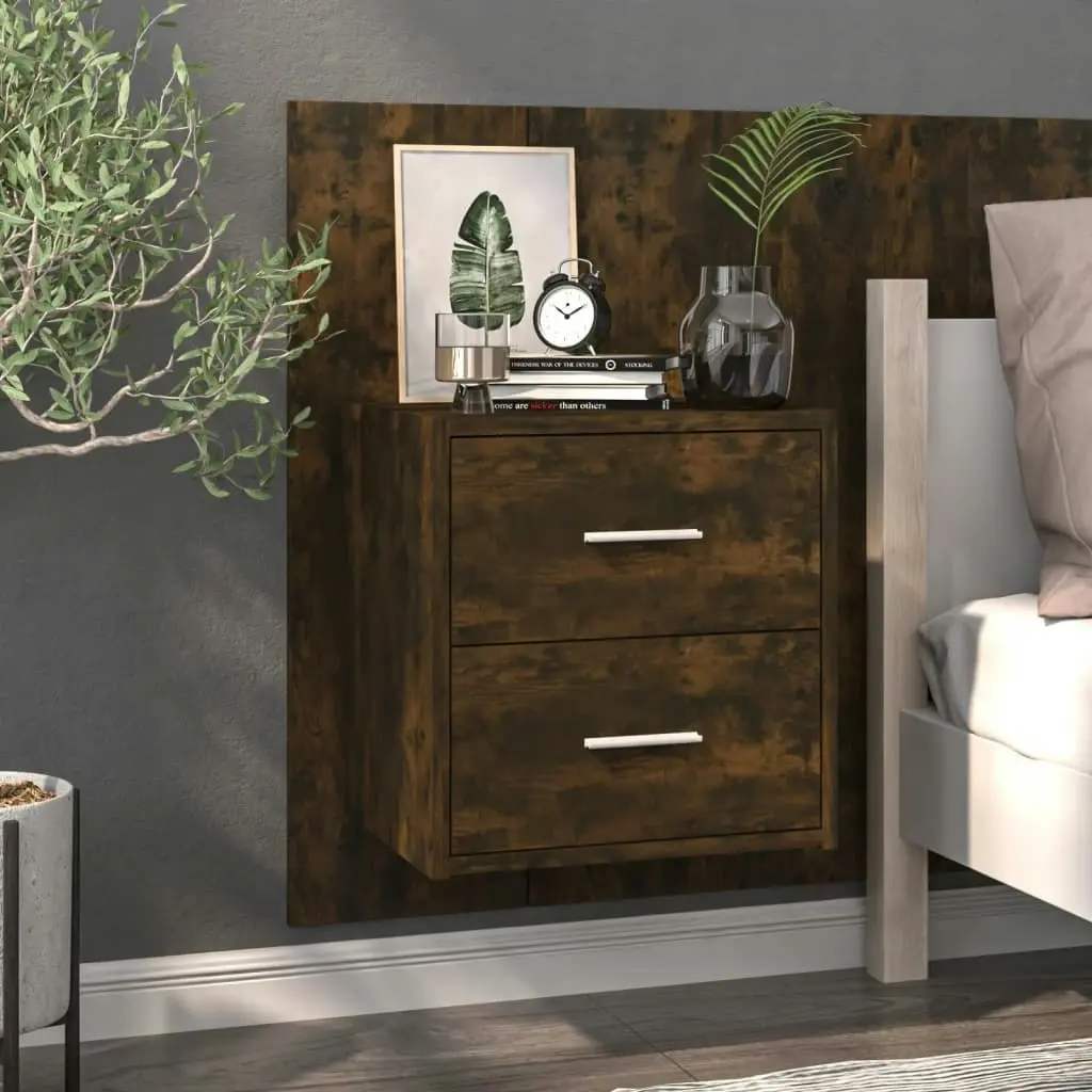 Wall-mounted Bedside Cabinet Smoked Oak 816958