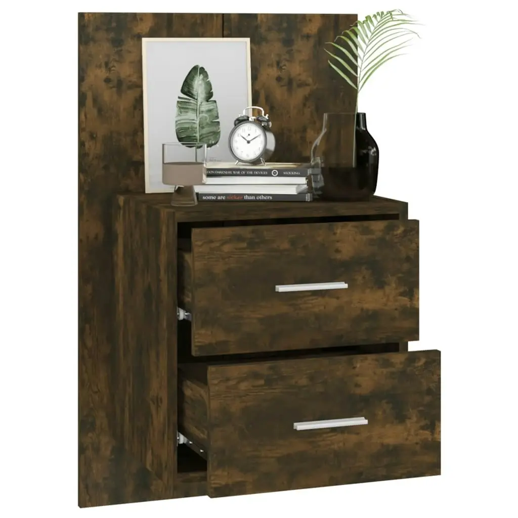 Wall-mounted Bedside Cabinet Smoked Oak 816958