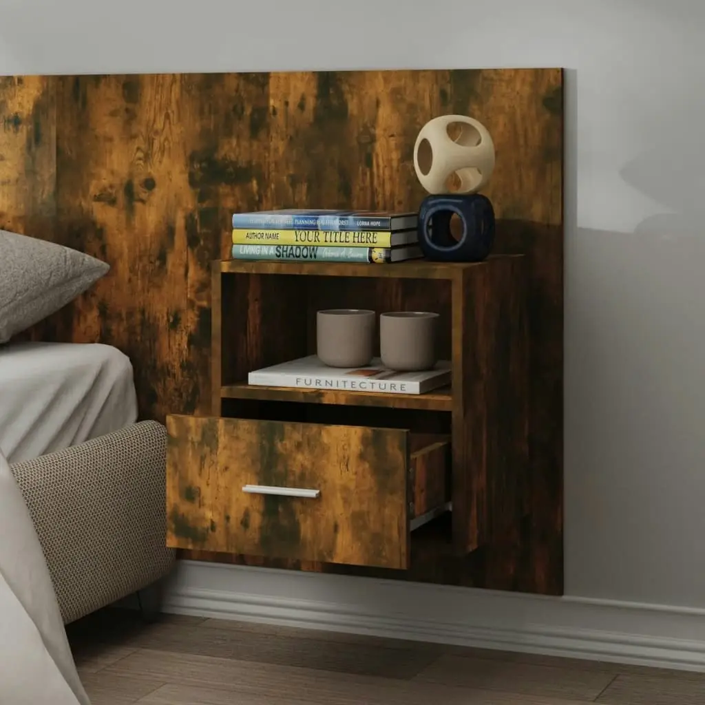 Wall-mounted Bedside Cabinet Smoked Oak 816964