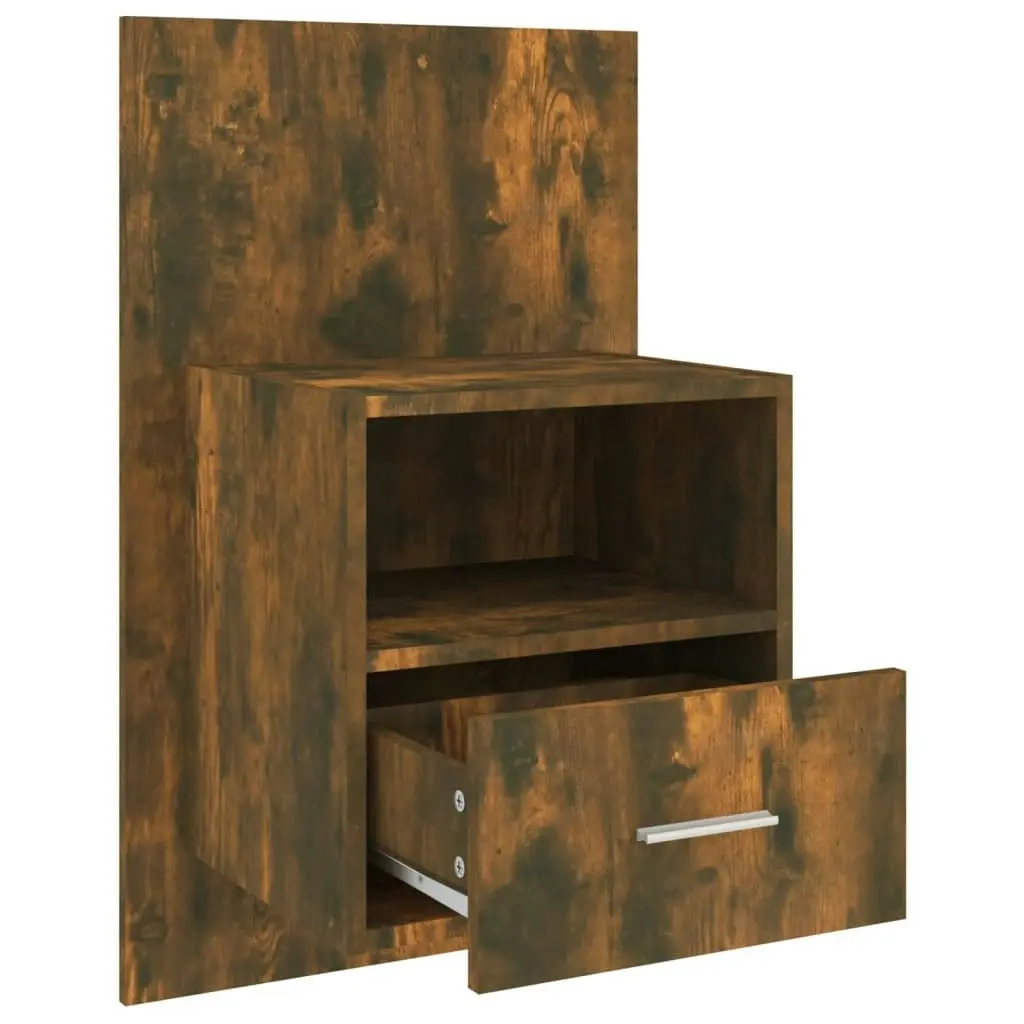 Wall-mounted Bedside Cabinet Smoked Oak 816964